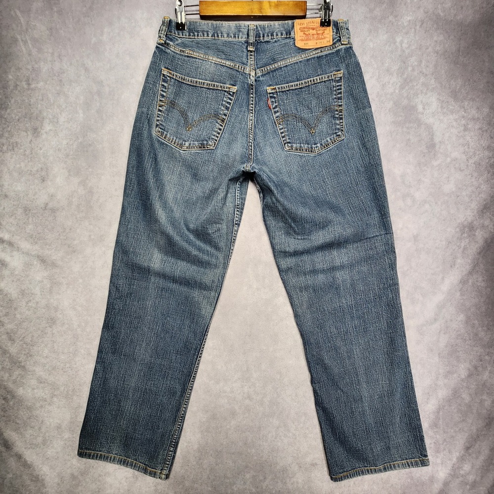 Levis 511 Slim Fit Blue Denim Jeans Mens 34x34 Fits 31x29 Medium Wash